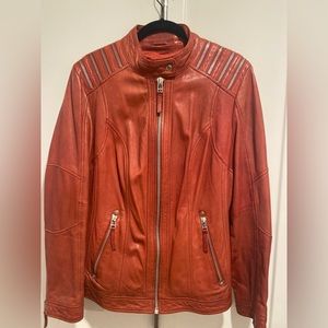 Authentic leather jacket from Wilson cherry red